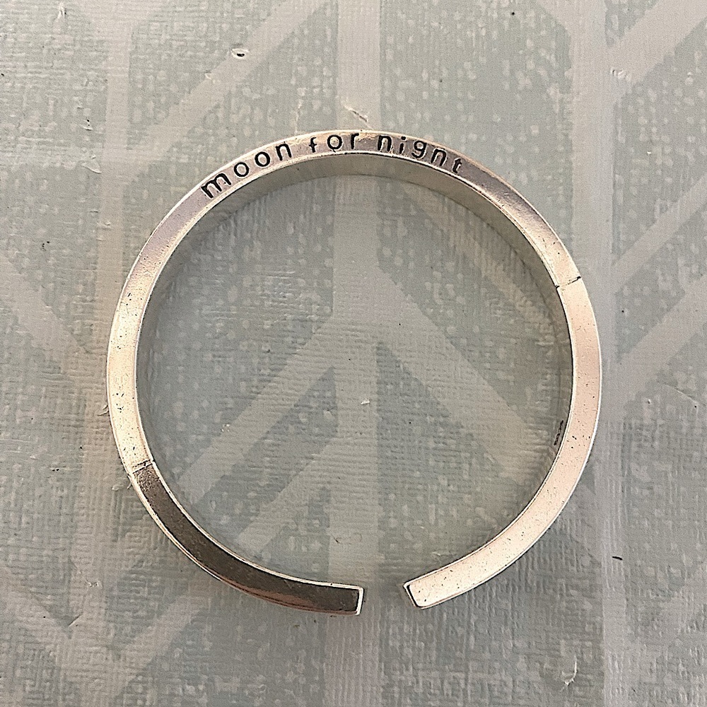 925 Sterling Silver Silver Cuff Bracelet Celestial Moon for Night Minimalist - Picture 4 of 4